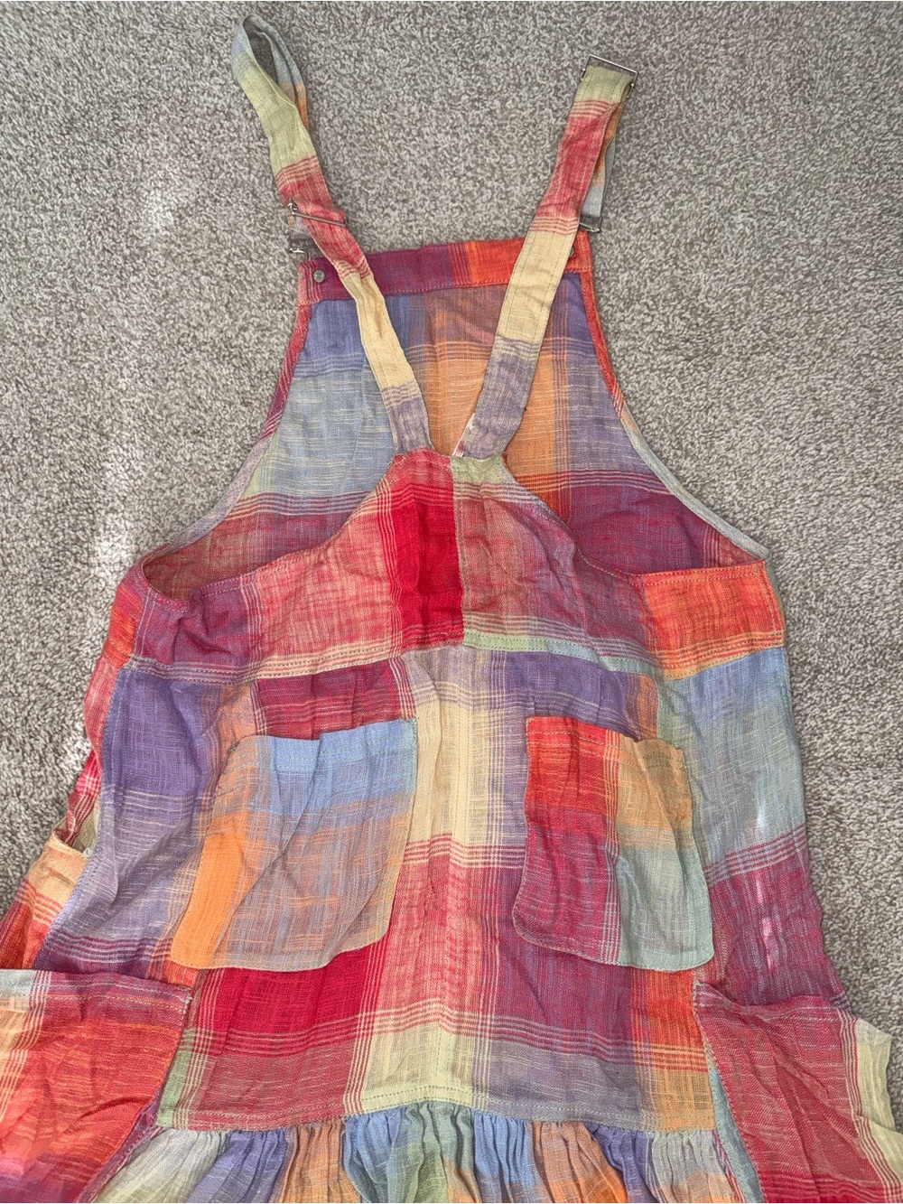 Free People Rainbow Plaid Tiered Midi Dress - Picture 4 of 4